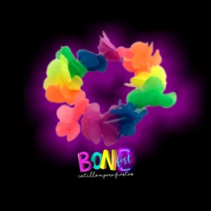 TIARA VINCHA HAWAIANA FLORES TELA FLUO X1