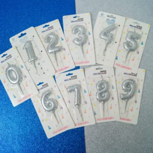 Velas Número Globo Plateadas xU.