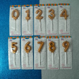 Velas Número Doradas con Palito Tuky xU.