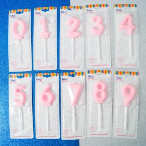 Velas Número Rosa Pastel con Palito Tuky xU.